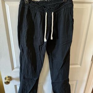 Roxy Black Joggers with White Rope Detail